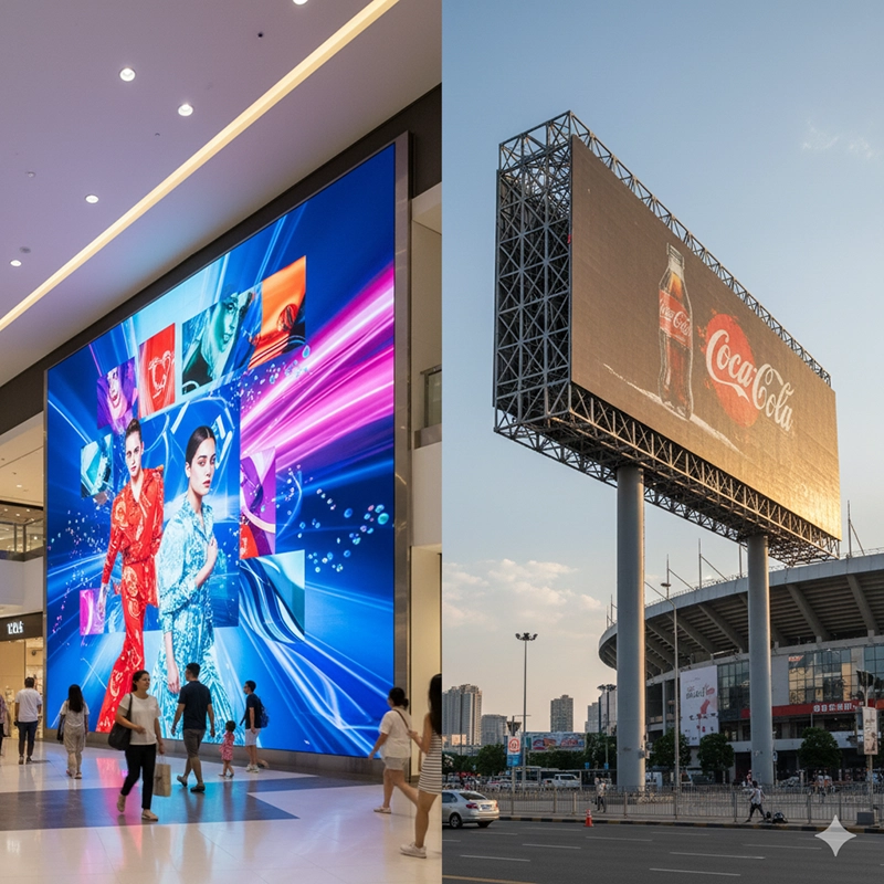 Comparison of indoor LED display and outdoor LED billboard applications