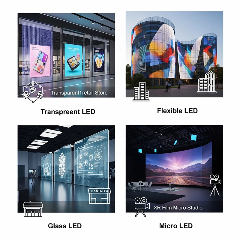 Transparent, flexible, glass, and micro LED display technology comparison 2025