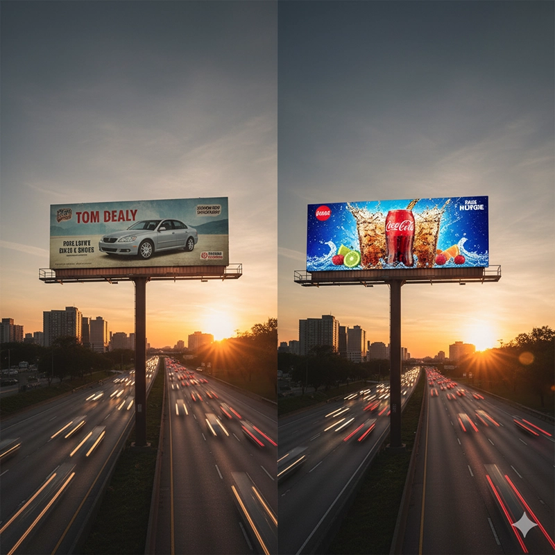 advertising LED display vs traditional billboard comparison