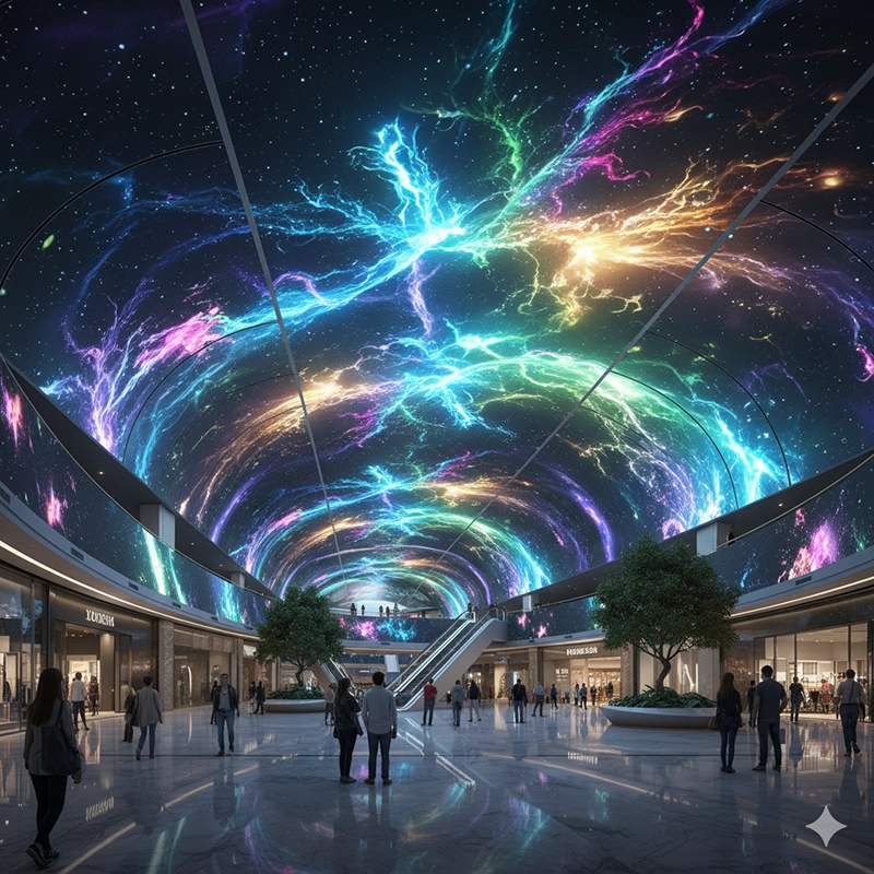 Flexible LED screens in retail shopping mall application