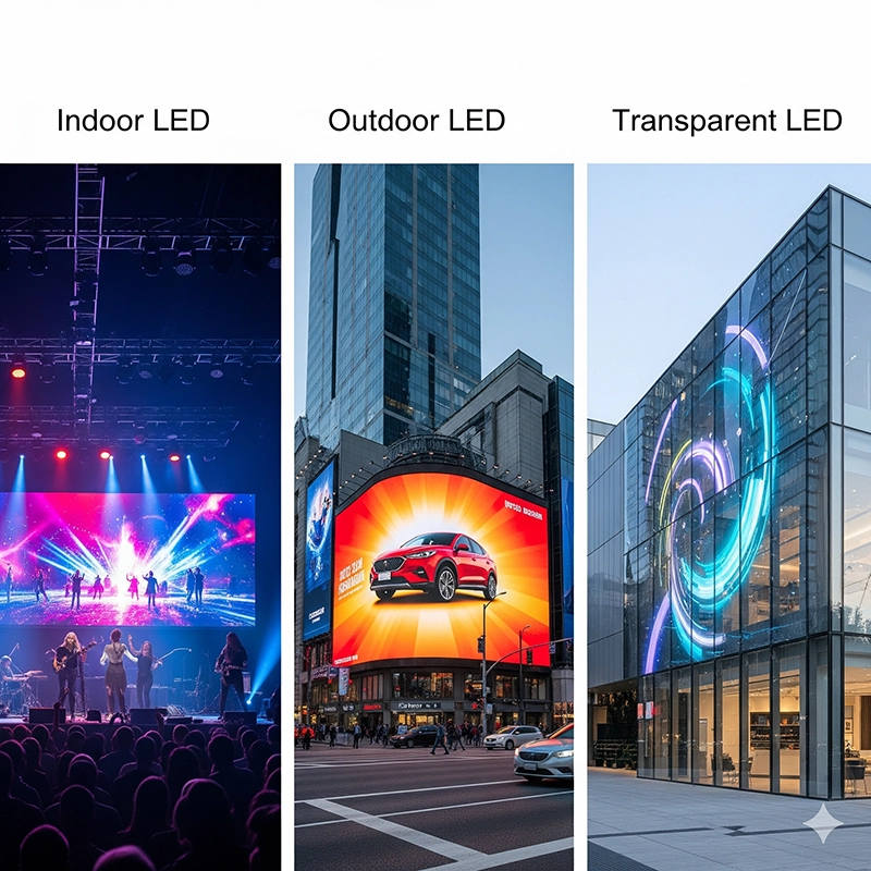 indoor LED display outdoor LED display transparent LED display
