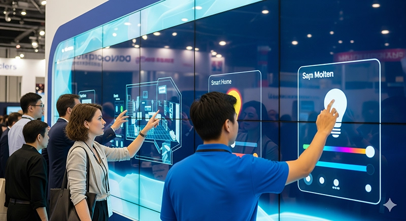 Interactive LED display in a retail store engaging customers with dynamic content