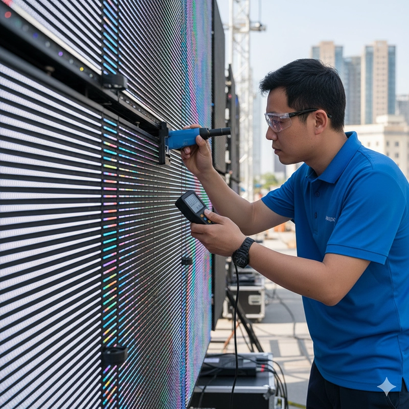 outdoor LED screen pixel pitch inspection