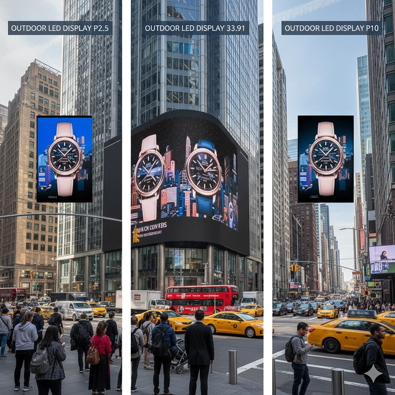 outdoor LED display cost factors pixel pitch comparison