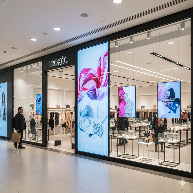 transparent outdoor LED screen retail application
