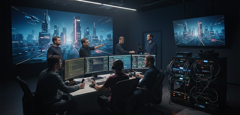 LED display solution with processors and camera tracking for XR studio