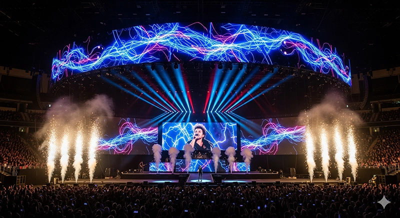 Event LED screen stage design with lighting effects