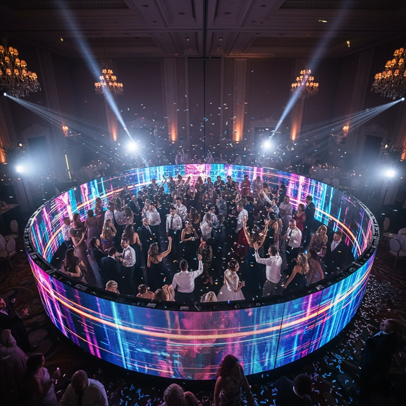 Flexible LED screen design for wedding dance floor