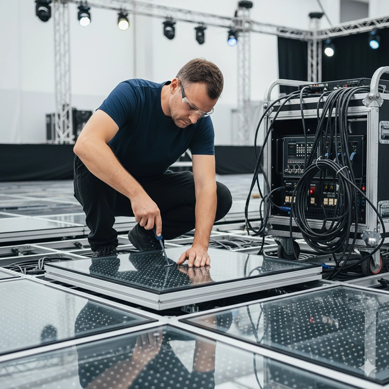 LED floor screen installation process