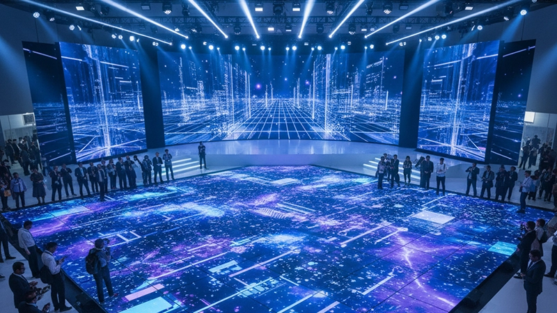LED screen floor at trade show