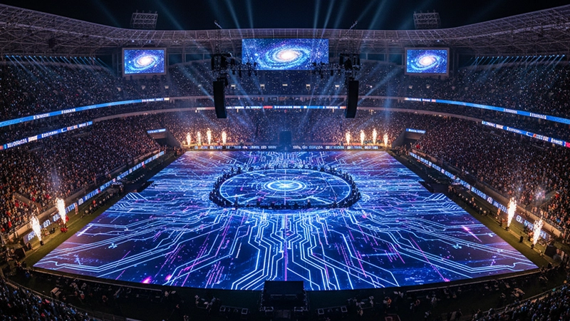 interactive LED floor screen in stadium display solution